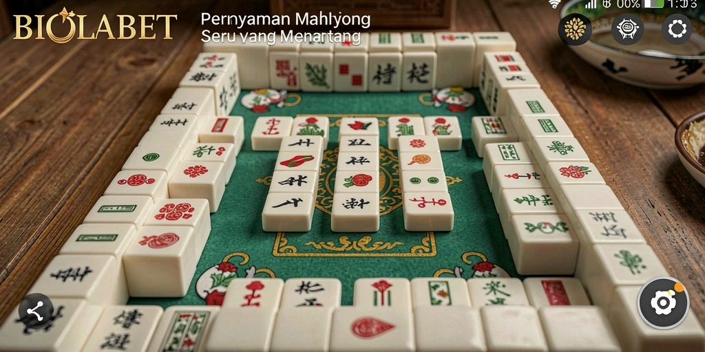 Tampilan gameplay <strong>BIOLABET</strong> dengan suasana Mahjong yang menawan.