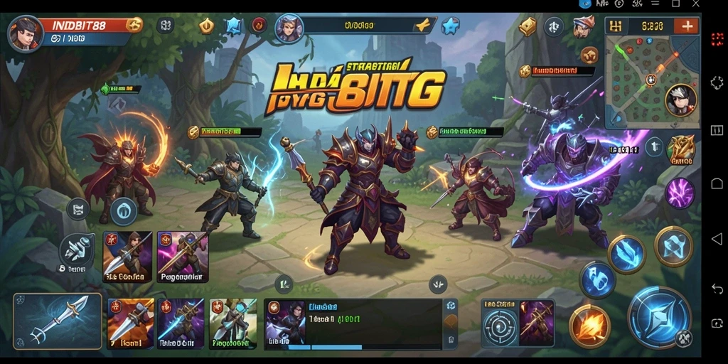 Screenshot gameplay INDOBIT88 menunjukkan pertempuran strategi yang mendebarkan.