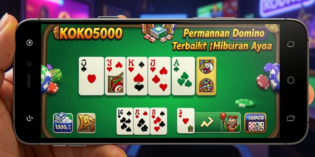 Gameplay KOKO5000 menampilkan aksi kompetitif Domino yang seru.