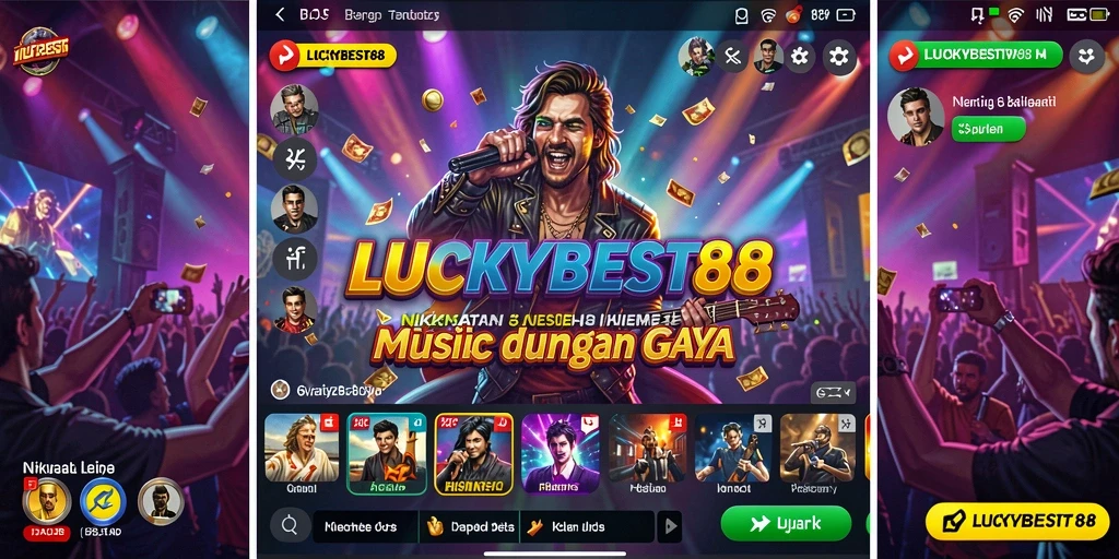 Screenshot gameplay <strong>LUCKYBEST88</strong> menampilkan interaksi seru dengan musik.