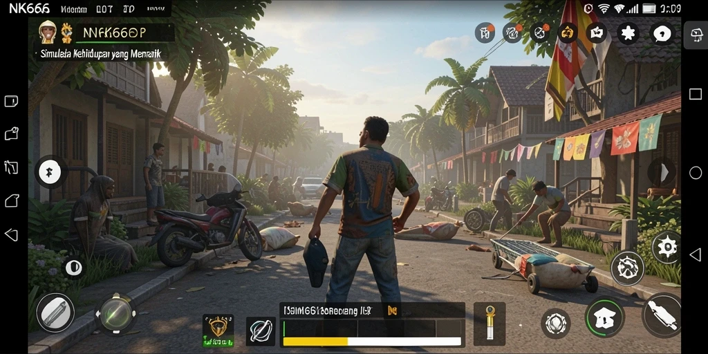 Tampilan menarik dari gameplay NK666 yang menampilkan simulasi kehidupan.