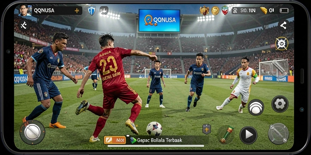 Screenshot gameplay <strong>QQNUSA</strong> menunjukkan aksi seru di lapangan.