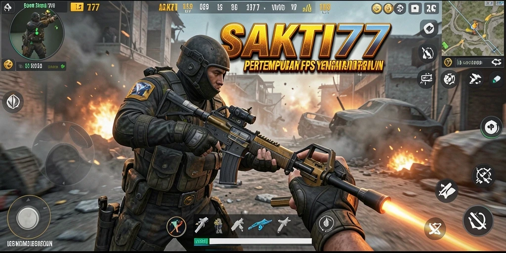 Tampilan gameplay intens dari SAKTI77 dalam pertempuran FPS.