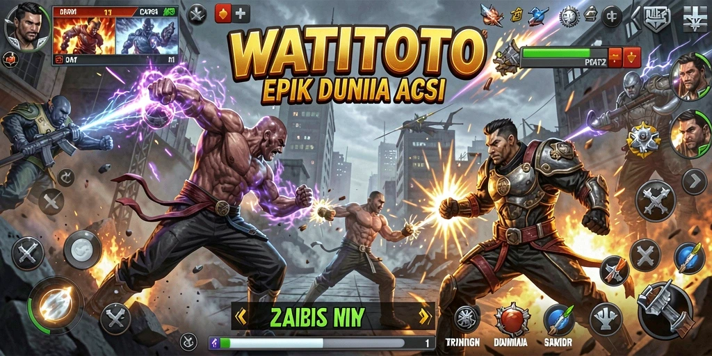 Screenshot gameplay WATITOTO menampilkan aksi pertarungan yang seru.